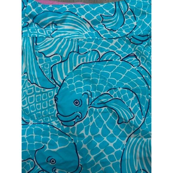 Lilly Pulitzer Mens Shorts Drawstring Waist Fish Print Beach Blue Size Large - Picture 3 of 7